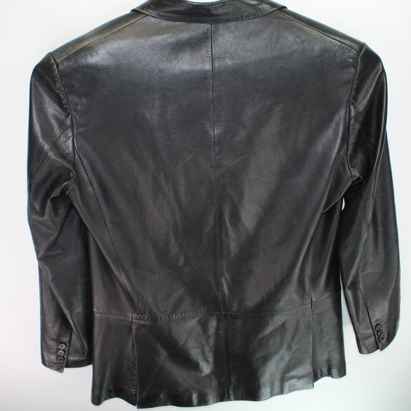 Ralph Lauren Purple Label Men L Black Lambskin Leather Suit Jacket Made in Italy - Picture 8 of 12